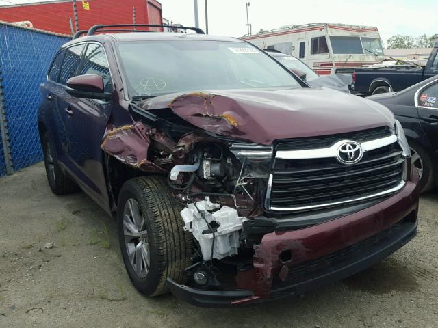 5TDZKRFH3GS125522 - 2016 TOYOTA HIGHLANDER RED photo 1