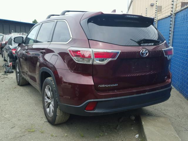 5TDZKRFH3GS125522 - 2016 TOYOTA HIGHLANDER RED photo 3