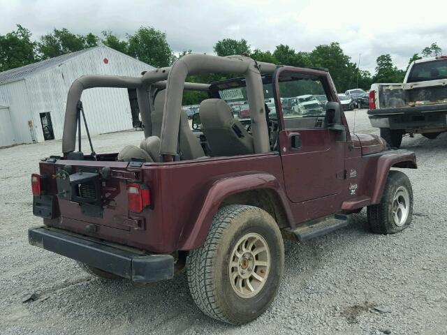 1J4FA59S34P732543 - 2004 JEEP WRANGLER / MAROON photo 4