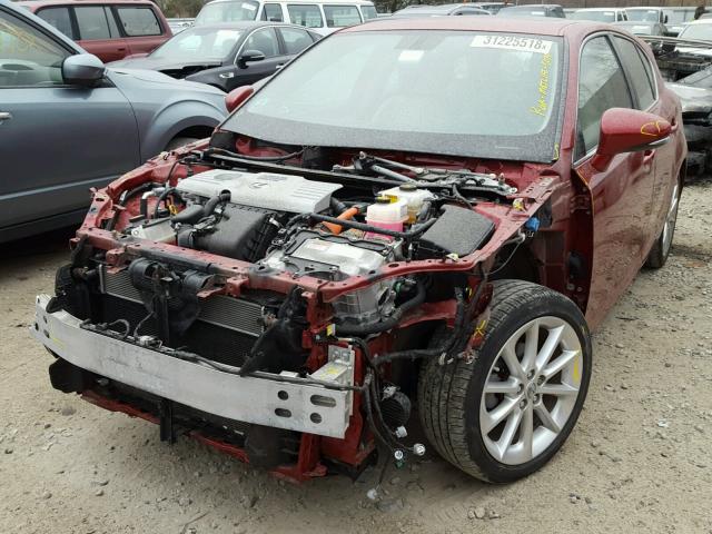 JTHKD5BH7D2130296 - 2013 LEXUS CT 200 RED photo 2