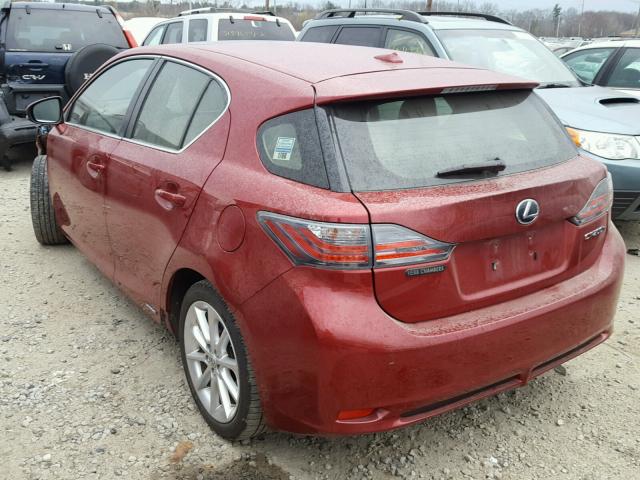 JTHKD5BH7D2130296 - 2013 LEXUS CT 200 RED photo 3