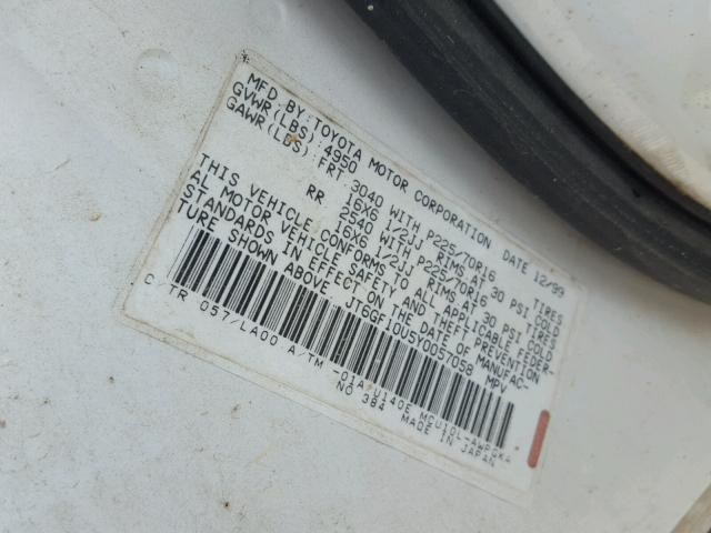 JT6GF10U5Y0057058 - 2000 LEXUS RX 300 CREAM photo 10