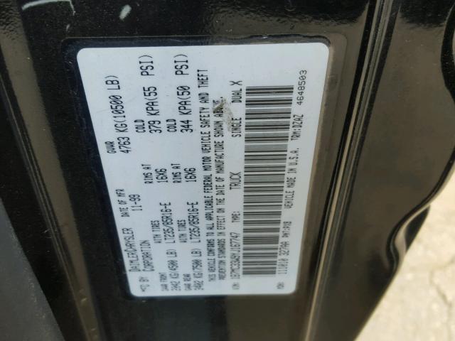 1B7MC33W9YJ167747 - 2000 DODGE RAM 3500 BLACK photo 10