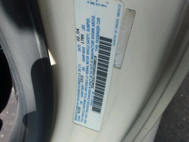 3VWCD31YX4M338819 - 2004 VOLKSWAGEN NEW BEETLE 黄色 照片 10