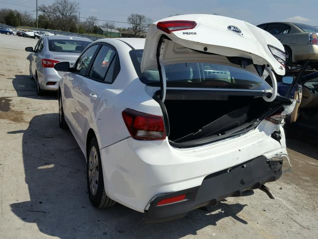 3KPA24AB2JE063289 - 2018 KIA RIO LX WHITE photo 3