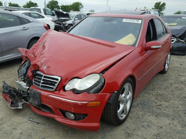 WDBRF52H56A875436 - 2006 MERCEDES-BENZ C GENERATI RED photo 2