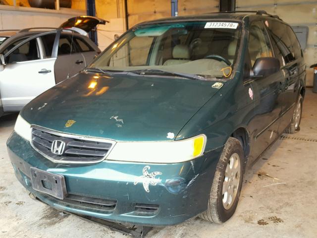 2HKRL18932H536826 - 2002 HONDA ODYSSEY EX GREEN photo 2