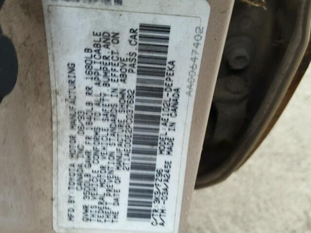 2T1AE00E2PC037682 - 1993 TOYOTA COROLLA LE 棕色 照片 10