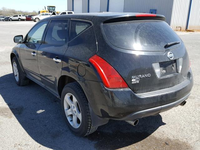 JN8AZ08T25W310314 - 2005 NISSAN MURANO SL BLACK photo 3