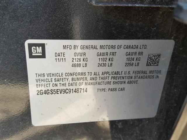 2G4GS5EV9C9148714 - 2012 BUICK REGAL PREM CHARCOAL photo 10