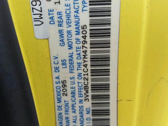 3VWBC21C4YM479405 - 2000 VOLKSWAGEN NEW BEETLE 黄色 照片 10