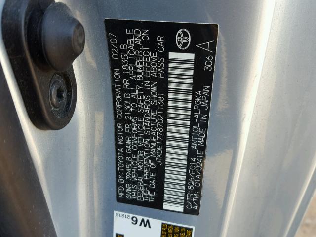 JTKDE177870211381 - 2007 TOYOTA SCION TC 青色 照片 10