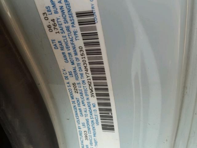 3VWCM21Y74M301530 - 2004 VOLKSWAGEN NEW BEETLE 青绿色 照片 10