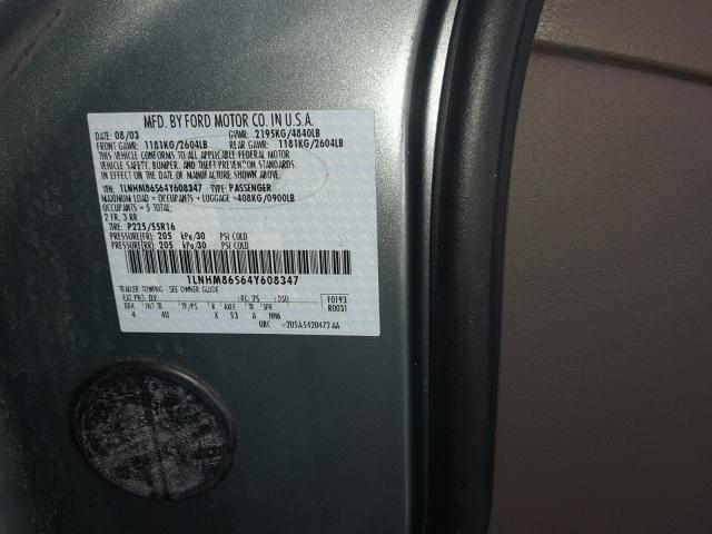 1LNHM86S64Y608347 - 2004 LINCOLN LS 青绿色 照片 10