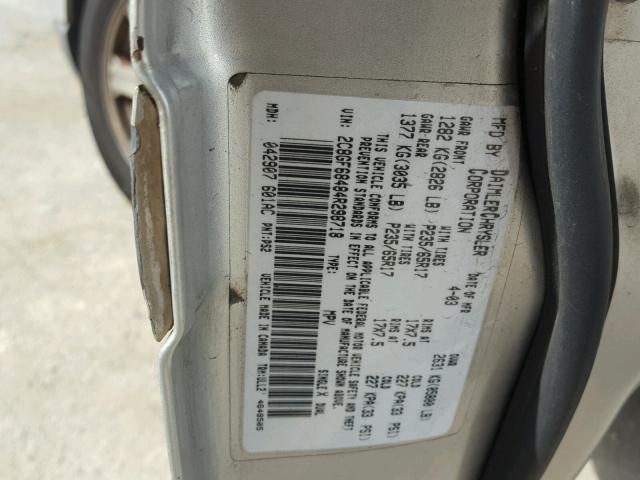 2C8GF68484R298718 - 2004 CHRYSLER PACIFICA SILVER photo 10