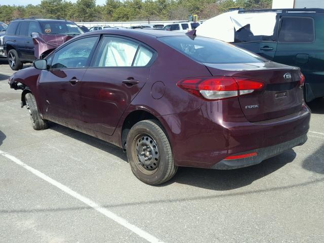 3KPFK4A70HE149776 - 2017 KIA FORTE LX BURGUNDY photo 3