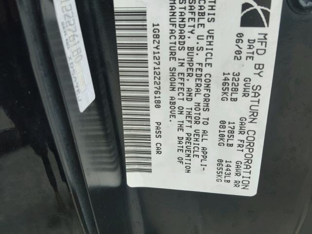 1G8ZY12712Z276180 - 2002 SATURN SC2 BLACK photo 10