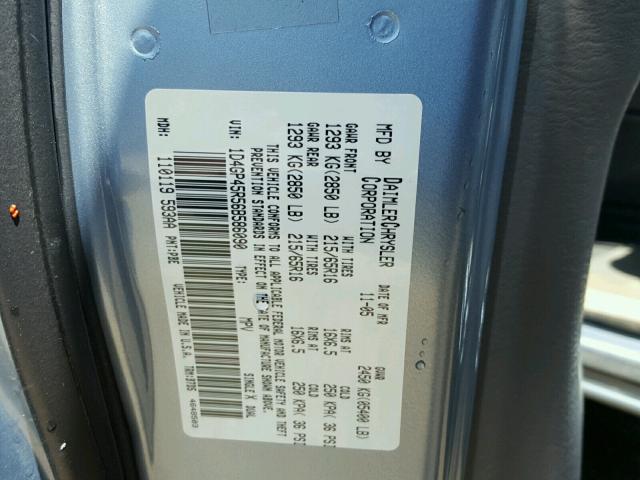 1D4GP45R56B586090 - 2006 DODGE CARAVAN SX BLUE photo 10