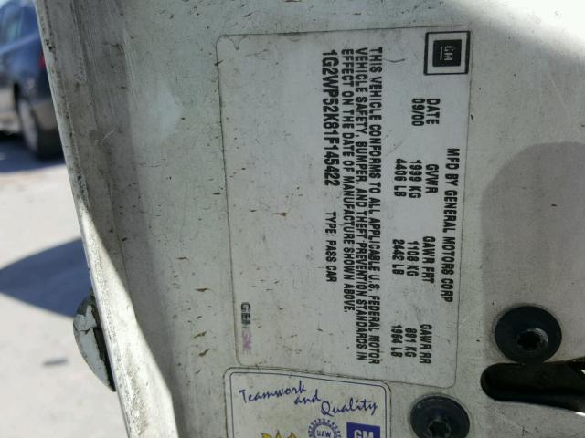 1G2WP52K81F145422 - 2001 PONTIAC GRAND PRIX Ақ фото 10