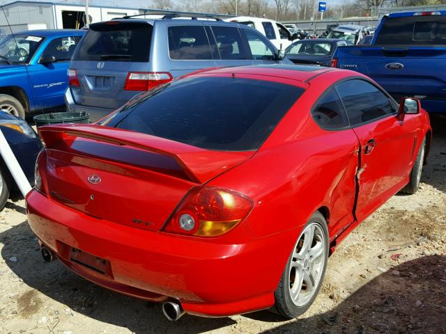 KMHHN65F04U108701 - 2004 HYUNDAI TIBURON GT RED photo 4