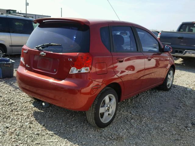 KL1TD66627B757844 - 2007 CHEVROLET AVEO BASE Kırmızı fotoğraf 4