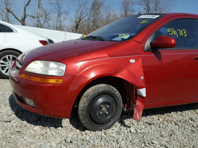 KL1TD66627B757844 - 2007 CHEVROLET AVEO BASE RED photo 9