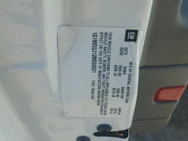 1G1NE52J12M639521 - 2002 CHEVROLET MALIBU LS 白色 照片 10