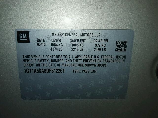 1G11A5SA8DF312261 - 2013 CHEVROLET MALIBU LS 金色 照片 10