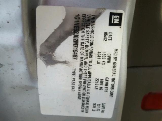 1G1NE52J02M719487 - 2002 CHEVROLET MALIBU LS 银色 照片 10