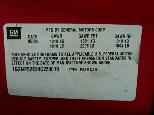 1G2NF52F33C188362 - 2003 PONTIAC GRAND AM S 红色 照片 10