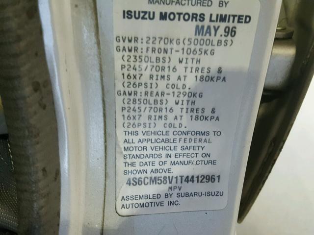 4S6CM58V1T4412961 - 1996 HONDA PASSPORT E 银色 照片 10