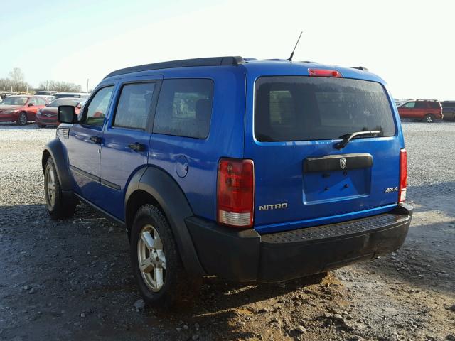 1D8GU28K77W636430 - 2007 DODGE NITRO SXT BLUE photo 3