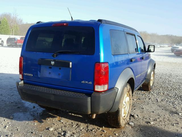 1D8GU28K77W636430 - 2007 DODGE NITRO SXT BLUE photo 4