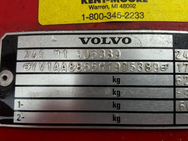 YV1AA8855M1905389 - 1991 VOLVO 240 BASE RED photo 10