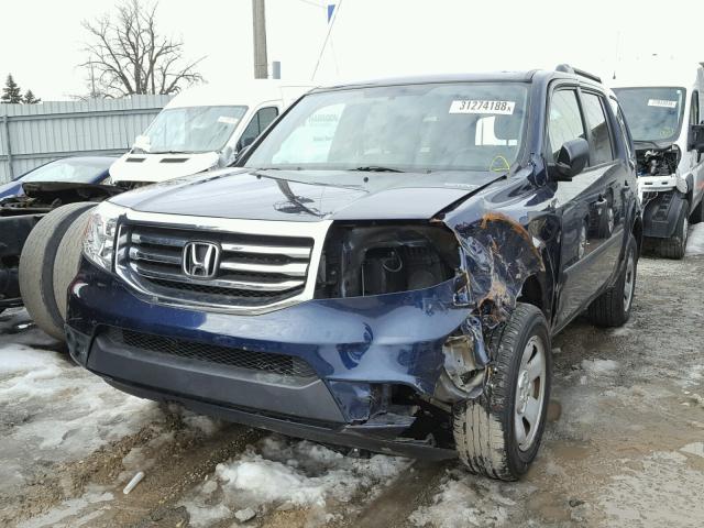 5FNYF4H2XFB062434 - 2015 HONDA PILOT LX BLUE photo 2