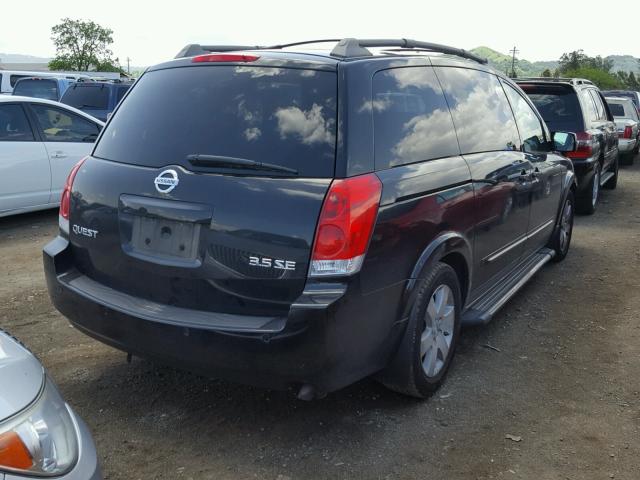 5N1BV28U45N115574 - 2005 NISSAN QUEST S BLACK photo 4