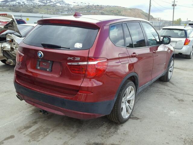 5UXWX7C53E0E79416 - 2014 BMW X3 XDRIVE3 RED photo 4