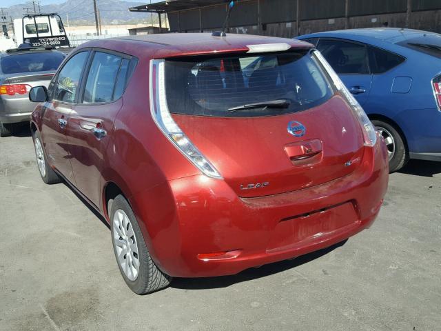 1N4AZ0CP6DC419645 - 2013 NISSAN LEAF S RED photo 3