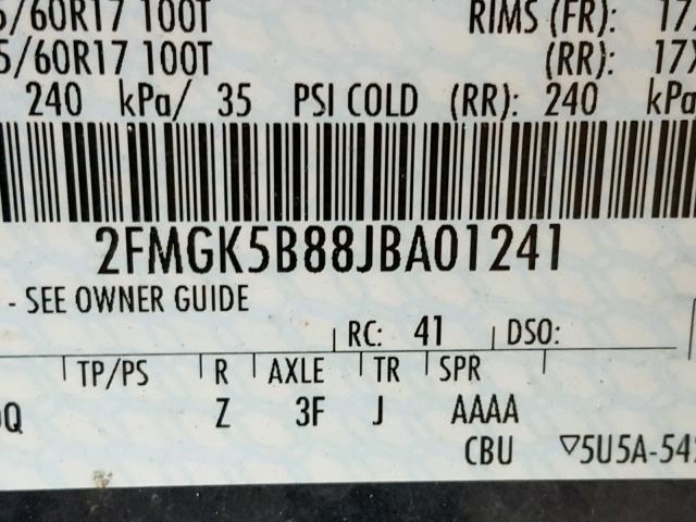 2FMGK5B88JBA01241 - 2018 FORD FLEX SE BLUE photo 10