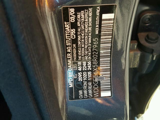 WDDGF56X58R027965 - 2008 MERCEDES-BENZ C 350 BLUE photo 10