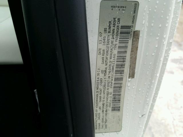 3VWFW31CX8M511160 - 2008 VOLKSWAGEN NEW BEETLE 白色 照片 10