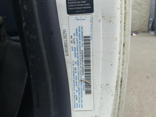 3VWDD21C7XM465504 - 1999 VOLKSWAGEN NEW BEETLE 白色 照片 10