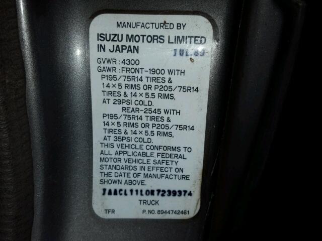 JAACL11L0K7239374 - 1989 ISUZU CONVENTION GRAY photo 10