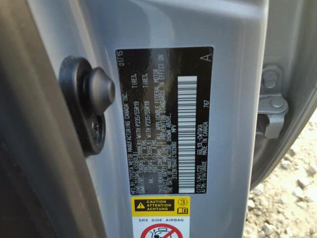 2T2ZK1BAXFC182880 - 2015 LEXUS RX 350 SILVER photo 10