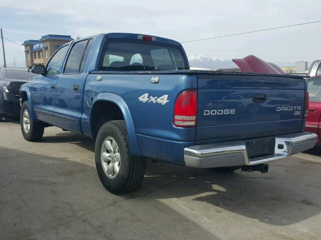 1D7HG48N63S355632 - 2003 DODGE DAKOTA QUA BLUE photo 3