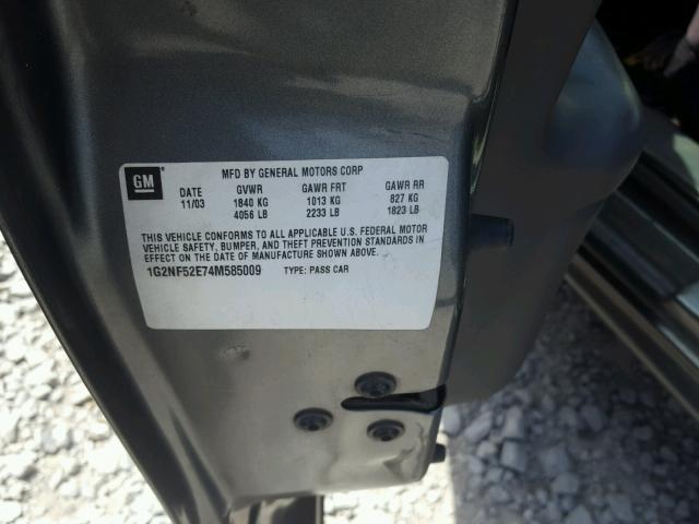 1G2NF52E74M585009 - 2004 PONTIAC GRAND AM S 银色 照片 10