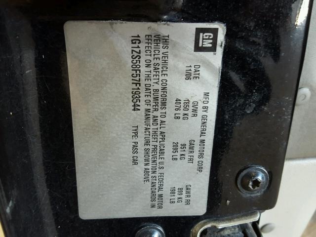 1G1ZS58F57F193544 - 2007 CHEVROLET MALIBU LS BLACK photo 10