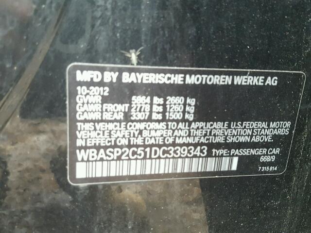 WBASP2C51DC339343 - 2013 BMW 535 XIGT BLACK photo 10