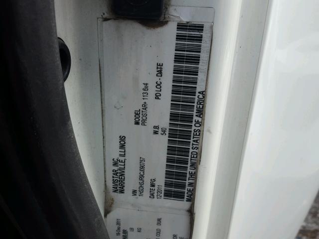 1HSDHSJR9CJ090757 - 2012 INTERNATIONAL PROSTAR أبيض صورة 10