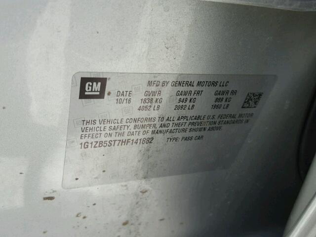 1G1ZB5ST7HF141882 - 2017 CHEVROLET MALIBU LS Gümüş foto 10